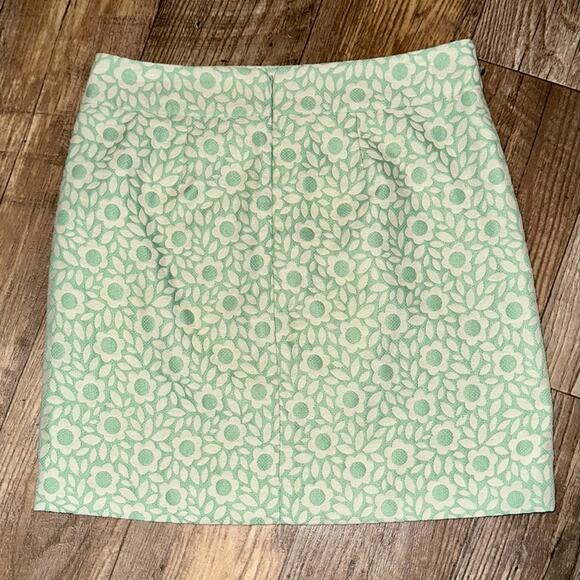 Loft Petite Spring Green Floral Jacquard Retro Mini Skirt Size 4P - Picture 5 of 11